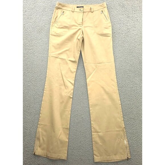 St. John Sport by Marie Pants Beige High Waist Straight Gold Hardware - Picture 1 of 16
